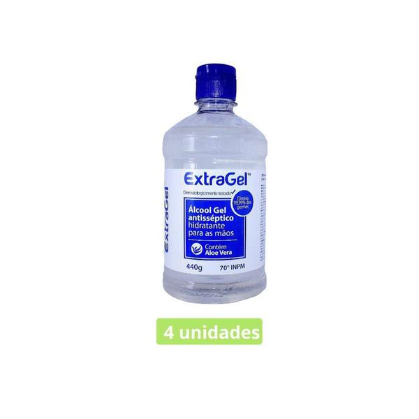 Imagem de Álcool Gel 70º Antisséptico Frasco com 440 gramas - PREÇO UNITÁRIO R7,90 - Extragel