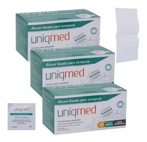 Imagem de Álcool Swabs 70% Lenços Umedecidos 300 unidades Uniqmed