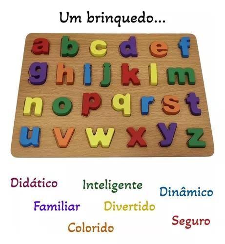 Imagem de Alfabeto Madeira MDF Letras Pedagogico Educativo Tabuleiro Didatico Colorido