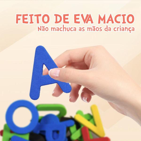 Imagem de Alfabeto Magnético 171 peças Com Lousa Tangram Cartões Educativos Brinquedo Educativo Infantil Pedagógico Números Letras Símbolos