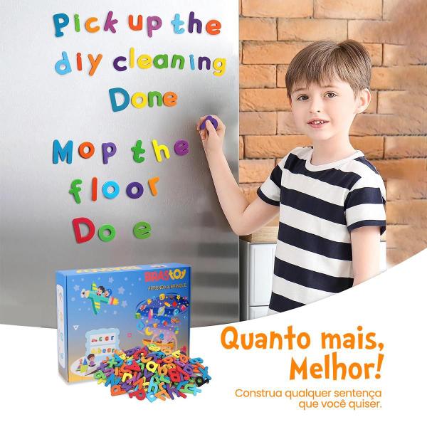 Imagem de Alfabeto Magnético 171 peças Com Lousa Tangram Cartões Educativos Brinquedo Educativo Infantil Pedagógico Números Letras Símbolos