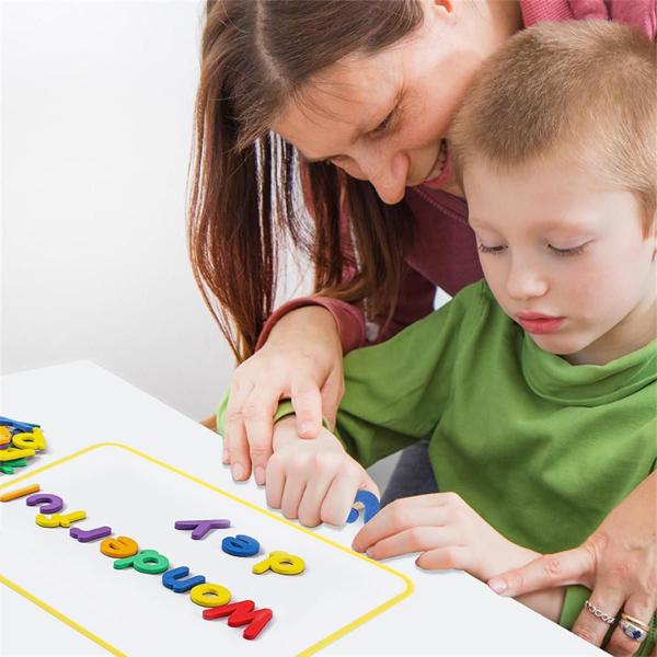 Imagem de Alfabeto Magnético Com Lousa Tangram Cartões Educativos 171 peças Números Letras Símbolos Brinquedo Educativo Infantil Pedagógico