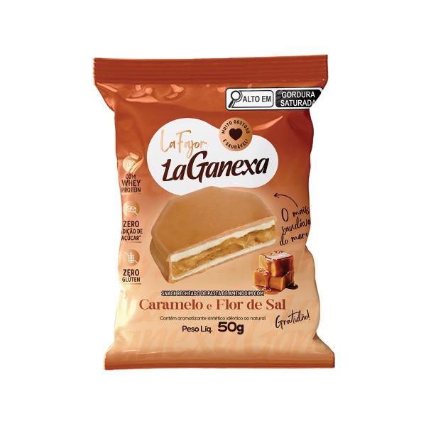 Imagem de Alfajor Com Whey Protein Zero Sabor Caramelo E Flor De Sal 12 Unidades 50g Cada La Ganexa