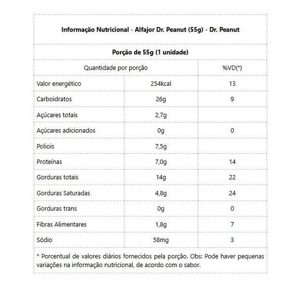 Imagem de Alfajor Dr. Peanut (55g) - Vencimento 08/01/2025 - Sabor: Leite em Pó