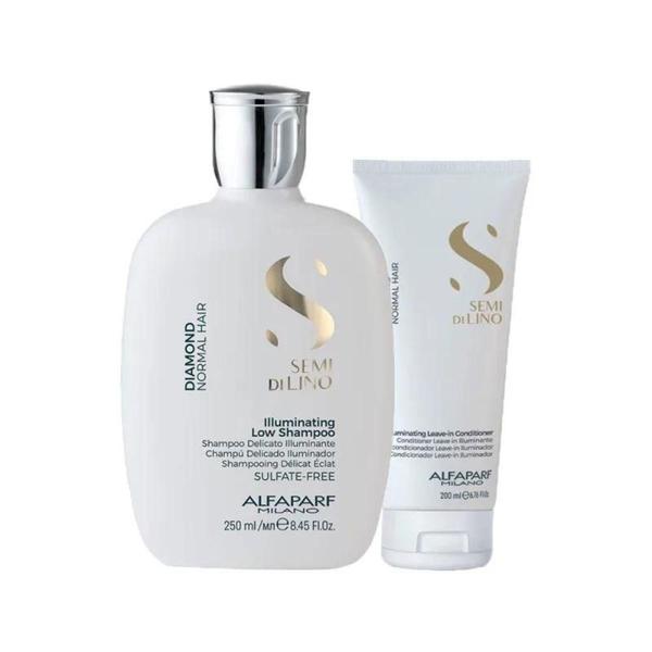 Imagem de Alfaparf Semi Di Lino Diamond Illuminating Kit Shampoo 250ml + Condicionador 200ml