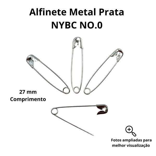 Imagem de Alfinete de Segurança NYBC NO.0 Metal Prata 50pçs 15g