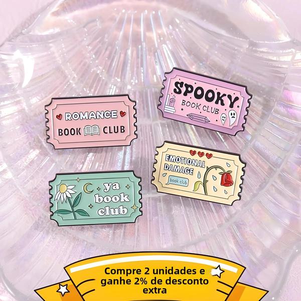 Imagem de Alfinetes Esmaltados Para Clube De Livros Assustadores, Emblemas De Lapela Personalizados Para Danos