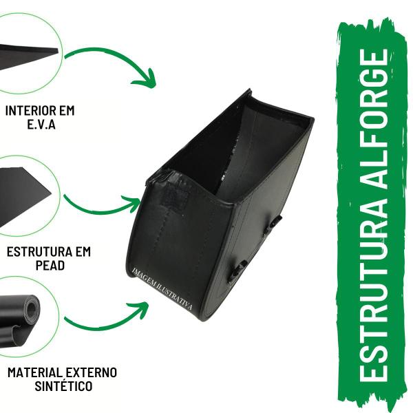 Imagem de Alforge Bolsa Mala Lateral 64 Litros + Afastador Suporte Harley Softail STD FX Par