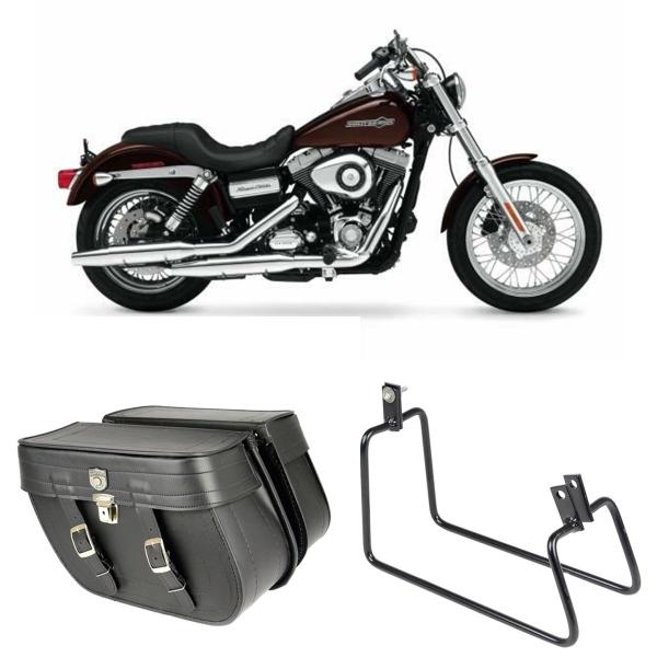 Imagem de Alforge Bolsa Mala Losango 64 Litros Com Chave Par + Afastador Suporte Moto Harley Davidson Dyna