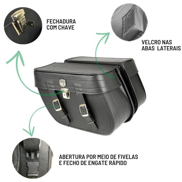 Imagem de Alforge Bolsa Mala Losango 64 Litros Com Chave Par + Afastador Suporte Moto Harley XL 1200