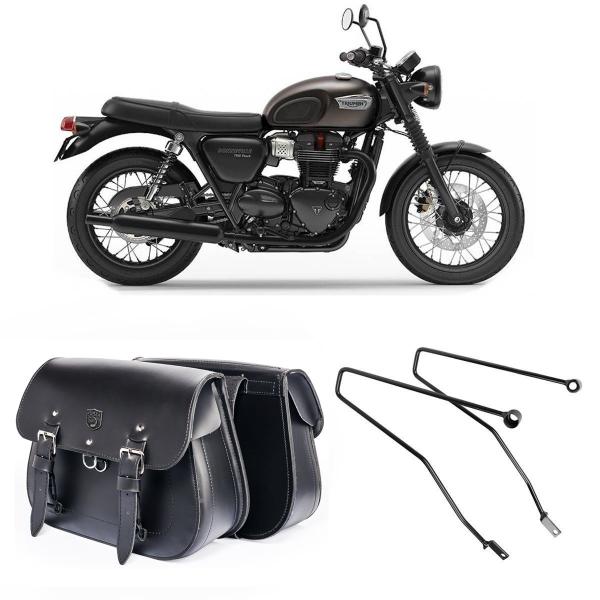 Imagem de Alforge Lateral Bolsa Moto 18 Litros Com Suporte Triumph Bonneville T 100