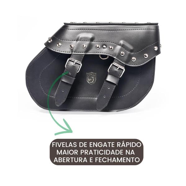 Imagem de Alforge Lateral Bolsa Moto Custom 30 Litros + Afastador Dafra Horizon 150