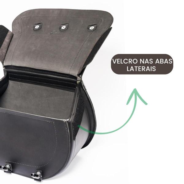 Imagem de Alforge Lateral Bolsa Moto Custom 32 Litros + Afastador Royal Enfield Super Meteor 650