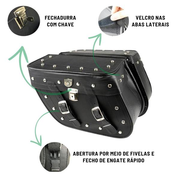 Imagem de Alforge Lateral Com Cravo E Fechadura Chave 32 Litros + Afastador Royal Enfield Meteor 350 Par