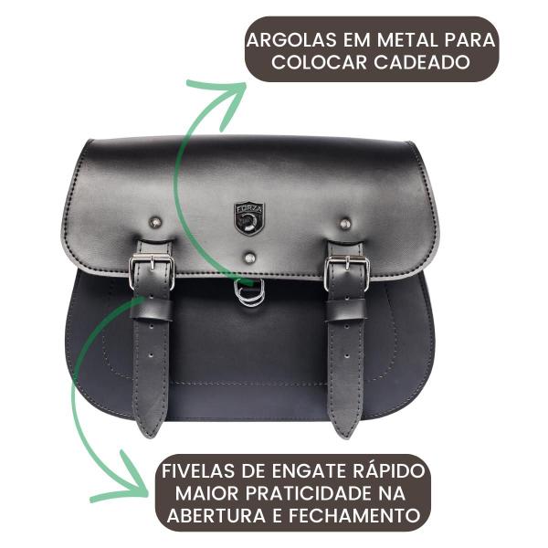 Imagem de Alforge Lateral Moto Bolsa Custom 18 Litros + Afastador Suzuki Intruder 125 250