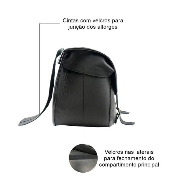 Imagem de Alforge Mala Bolsa Em Couro 48 Litros Par + Afastador Suporte Moto Dafra Horizon 150