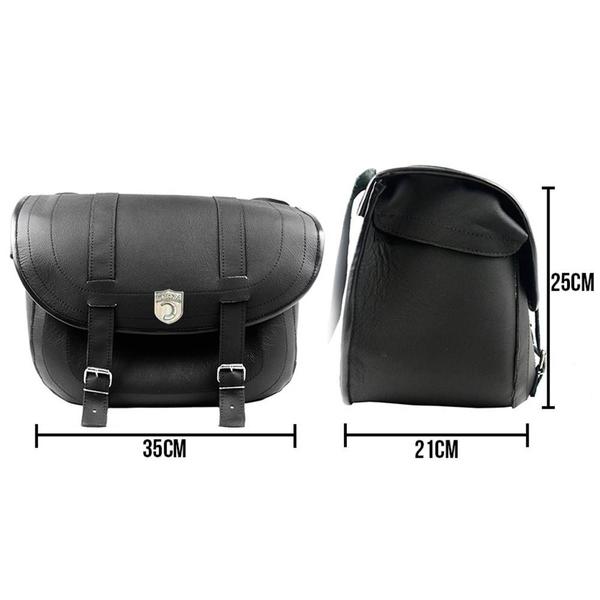 Imagem de Alforge Mala Bolsa Em Couro 48 Litros Par + Afastador Suporte Moto Harley Davidson Dyna