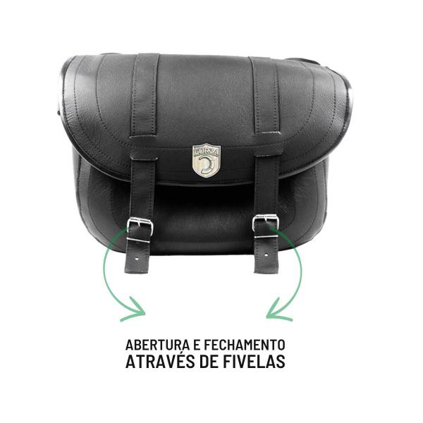 Imagem de Alforge Mala Bolsa Em Couro 48 Litros Par + Afastador Suporte Moto Harley Davidson Fat Bob