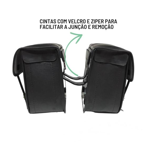 Imagem de Alforge Mala Bolsa Lateral 44 Litros Quadrado + Afastador Suporte Dafra Horizon 150 Par