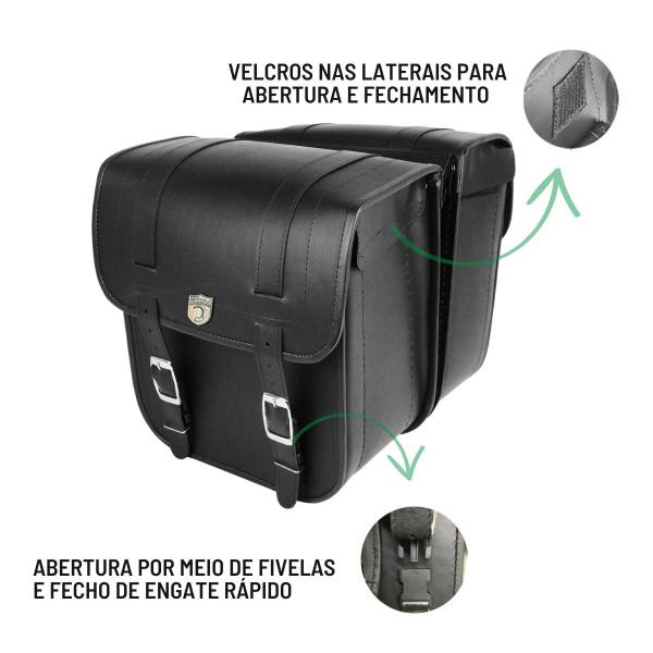 Imagem de Alforge Mala Bolsa Lateral 44 Litros Quadrado + Afastador Suporte Dafra Horizon 250 Par