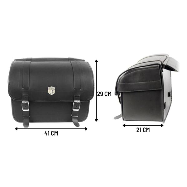 Imagem de Alforge Mala Bolsa Lateral 50 Litros + Afastador Suporte Harley Davidson Dyna Par