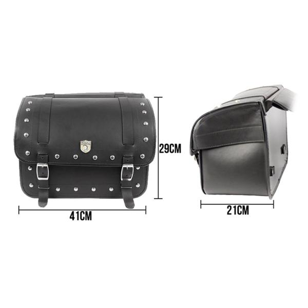 Imagem de Alforge Mala Bolsa Lateral 50 Litros Cravo + Afastador Suporte Harley Davidson Fat Boy Par