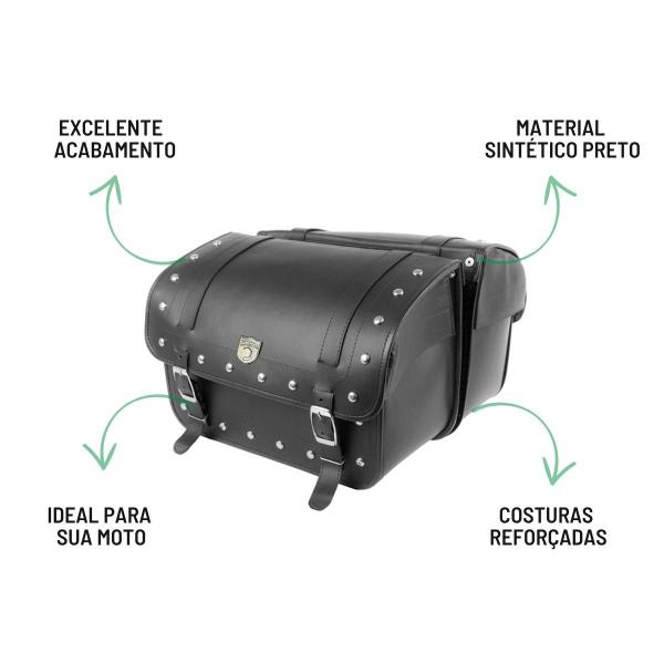 Imagem de Alforge Mala Bolsa Lateral 50 Litros Cravo + Afastador Suporte Royal Enfield Meteor 350 Par