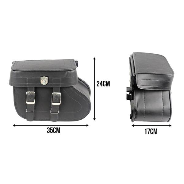 Imagem de Alforge Mala Bolsa Lateral Botinha 36 Litros Par + Afastador Suporte Moto Harley Davidson Sportster 883