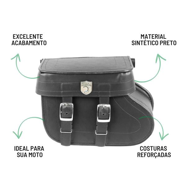 Imagem de Alforge Mala Bolsa Lateral Botinha 36 Litros Par + Afastador Suporte Moto Honda VT 750 Shadow 