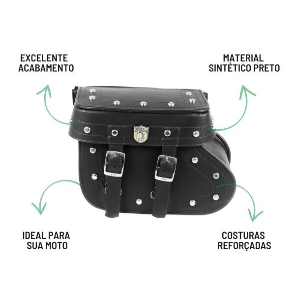 Imagem de Alforge Mala Bolsa Lateral Botinha Cravo 36 Litros Par + Afastador Suporte Moto Honda VT 600 Shadow