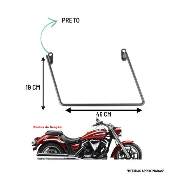 Imagem de Alforge Mala Bolsa Lateral Botinha Cravo 36 Litros Par + Afastador Suporte Moto Yamaha Midnight Star 950