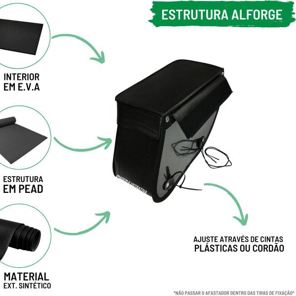 Imagem de Alforge Mala Bolsa Losango 64 Litros Com Chave + Afastador Moto Royal Enfield Meteor 350