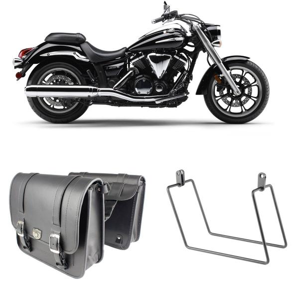 Imagem de Alforge Mala Bolsa Pasta Lateral 20 Litros + Afastador Suporte Moto Yamaha Midnight Star 950