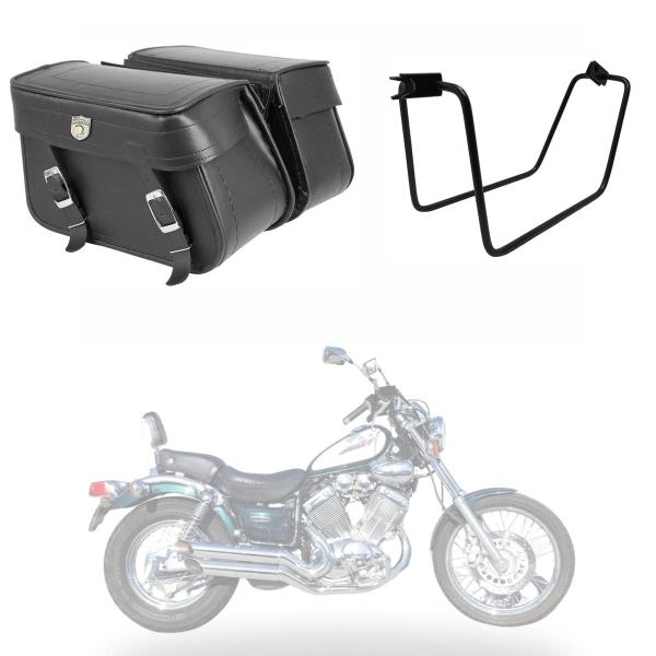 Imagem de Alforge Para Moto Custom Bolsa Lateral 36 Litros Com Afastador Yamaha Virago 535