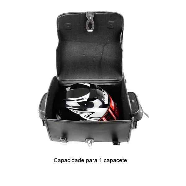 Imagem de Alforge Traseiro Moto Custom 35 litros Liso para Capacete com Chave Tondin Forza