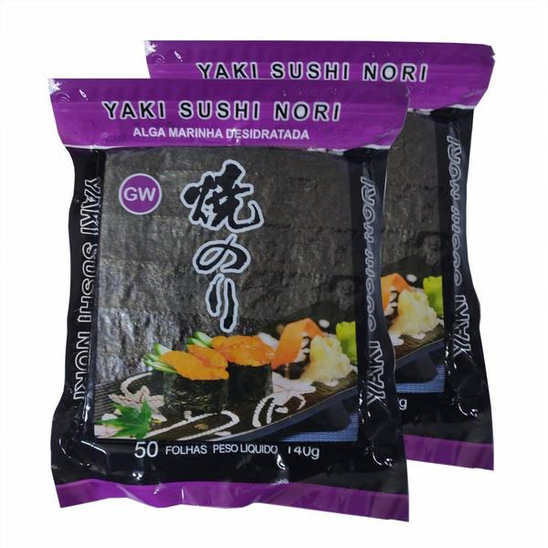 Imagem de Alga Nori P/ Sushi Temaki Yaki Nori Purple 50fls (kit Com 2)