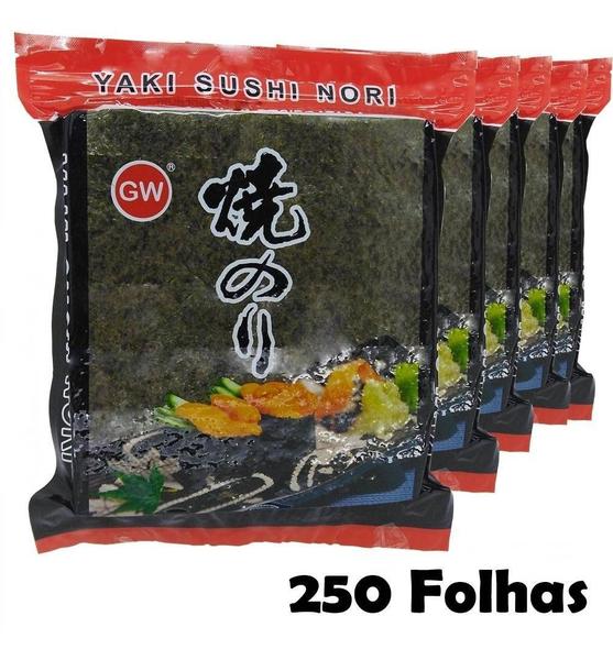 Imagem de Alga Nori Yakinori P/ Sushi Temaki Red 140g (kit Com 250fls)