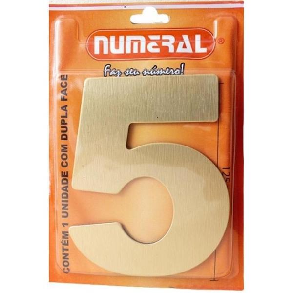 Imagem de Algarismo 5 Numeral 125mm Ouro Escovado 200-5