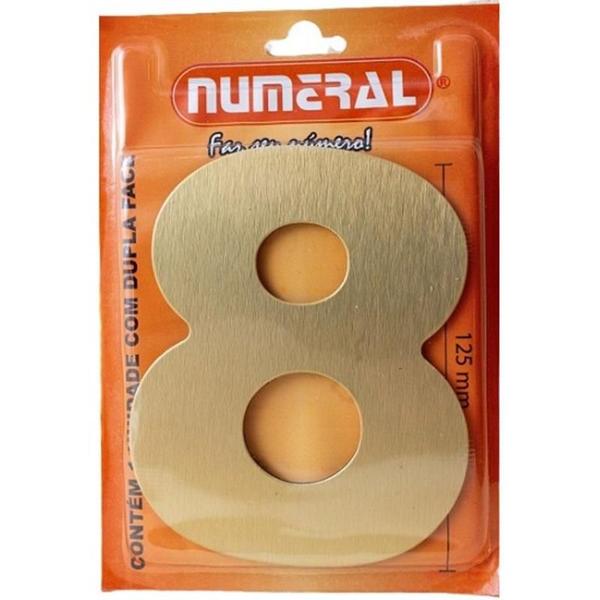 Imagem de Algarismo 8 Numeral 125mm Ouro Escovado 200-8