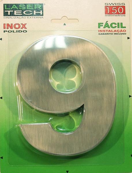 Algarismo "9" 150mm inox polido - Laser Tech Imagem de Algarismo "9" 150mm inox polido - Laser Tech