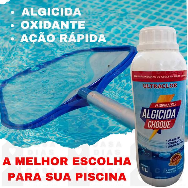 Imagem de Algicida Para Piscina Choque Manutenção Para Limpeza de Piscina Decantador Clarificante 1 Litro - ESCOLHA O SEU