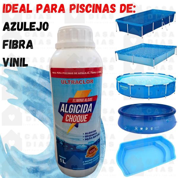 Imagem de Algicida Para Piscina Choque Manutenção Para Limpeza de Piscina Decantador Clarificante 1 Litro - ESCOLHA O SEU