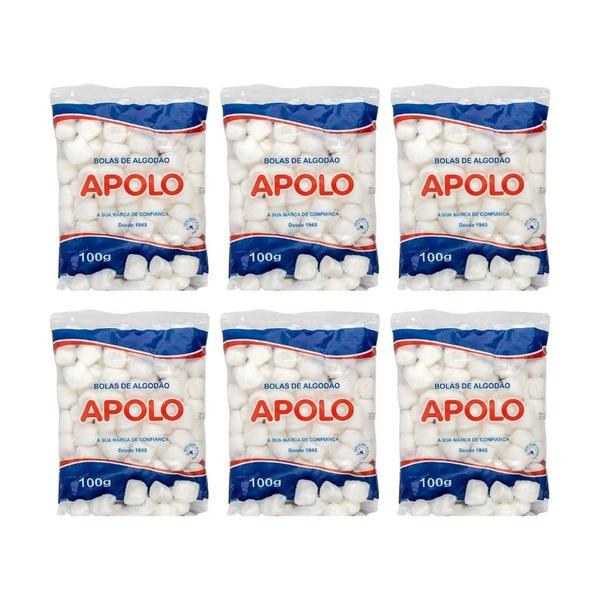 Imagem de Algodao Apolo 100G Bolas Brancas - Kit Com 6Un