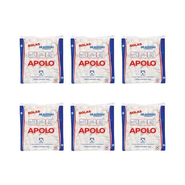 Imagem de Algodao Apolo 100G Bolas Brancas - Kit Com 6Un