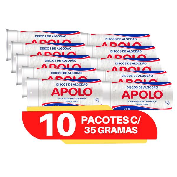 Imagem de Algodão disco Apolo 35g kit com 10 pacotes