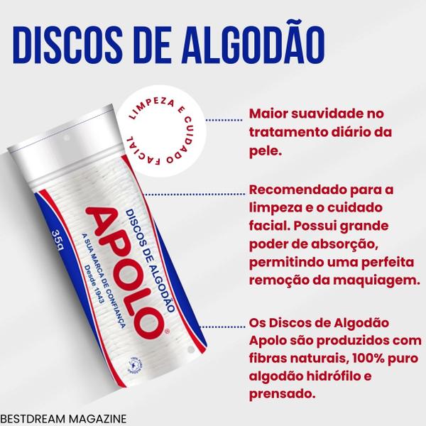 Imagem de Algodao Disco Apolo 35g Limpeza Facial Maquiagem Manicure Pedicure - Kit Com 2