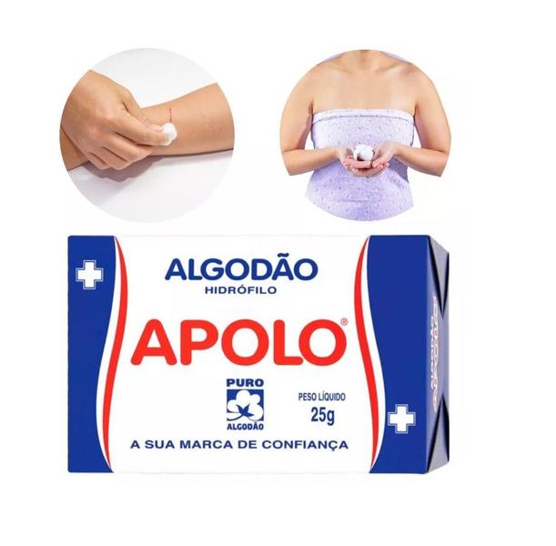 Imagem de Algodão Hidrófilo Apolo 25g Embalagem com 20 caixas de 25gr