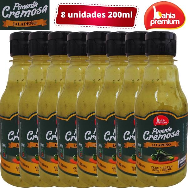 Imagem de Alho Cremoso Picante Com Ervas Finas Suave Churrasco 200ml Bahia Premium 8Unid