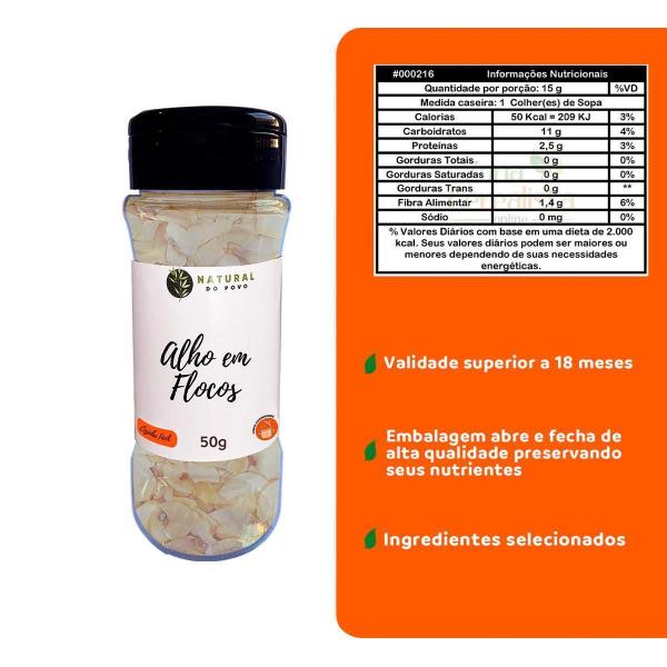 Imagem de Alho Em Flocos 100% Organico Alta Qualidade Dosador 40G