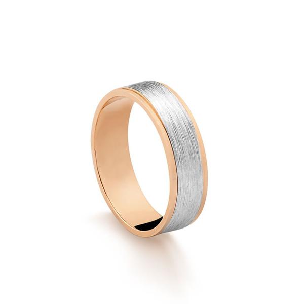 Imagem de Aliança Masculina em Ouro Rosé e Branco 18k com 5,0 mm